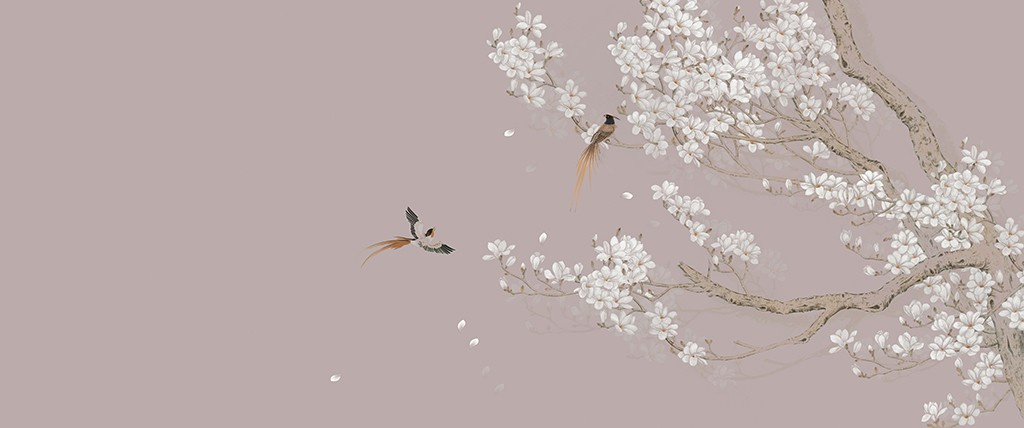 Фотообои Дерево сакуры с птицами